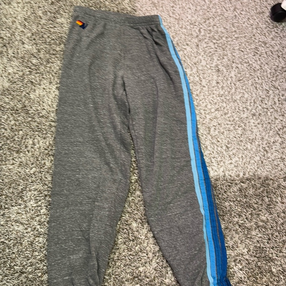 Blue striped aviator nation sweatpants